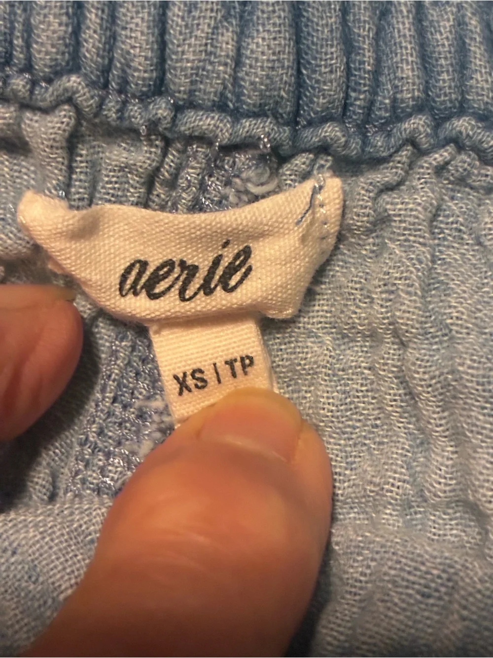 aerie Blue Textured High-Waist Casual Shorts